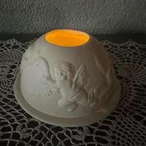 Angel Ivory Porcelain Dome Tealight Votive Candle Holder